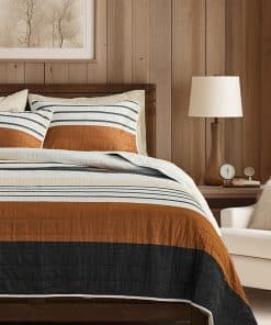 Juego de Colcha de Algodón Natural 100% - Cubrecama Rayas