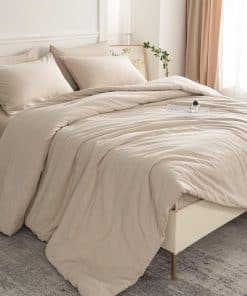 Set de Edredón King TISPLR Beige 3 Piezas Suave Algodón