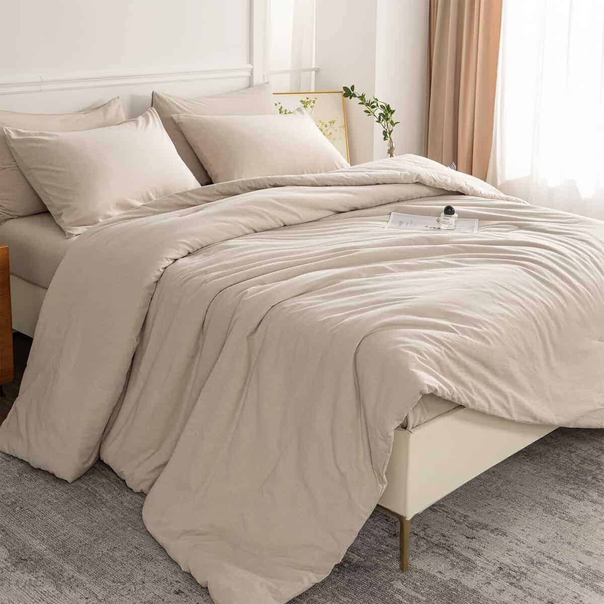 Set de Edredón King TISPLR Beige 3 Piezas Suave Algodón