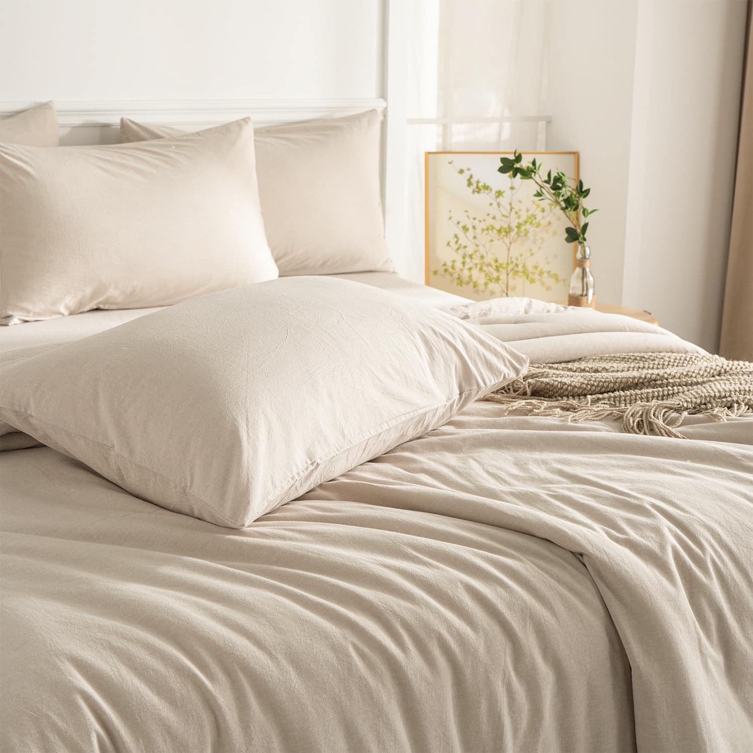 Juego de Edredón TISPLR Queen Beige 3 Piezas Suave de - Imagen 8