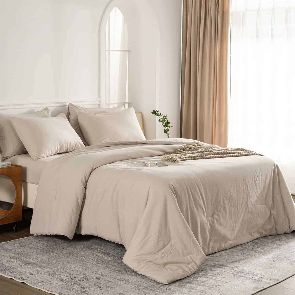 Set de Edredón King TISPLR Beige 3 Piezas Suave Algodón - Imagen 4