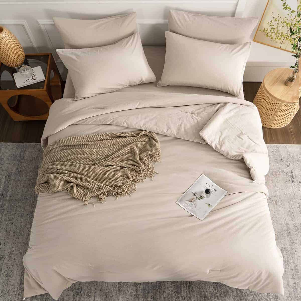 Set de Edredón King TISPLR Beige 3 Piezas Suave Algodón - Imagen 5