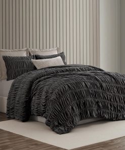 Set de Edredón de Lujo King Size de Terciopelo Fruncido