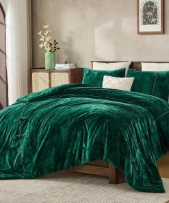 Juego de Edredón de Terciopelo de Lujo Tamaño Queen - Botón