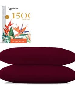 Funda de Almohada de Lino 100% Algodón -Borgoña