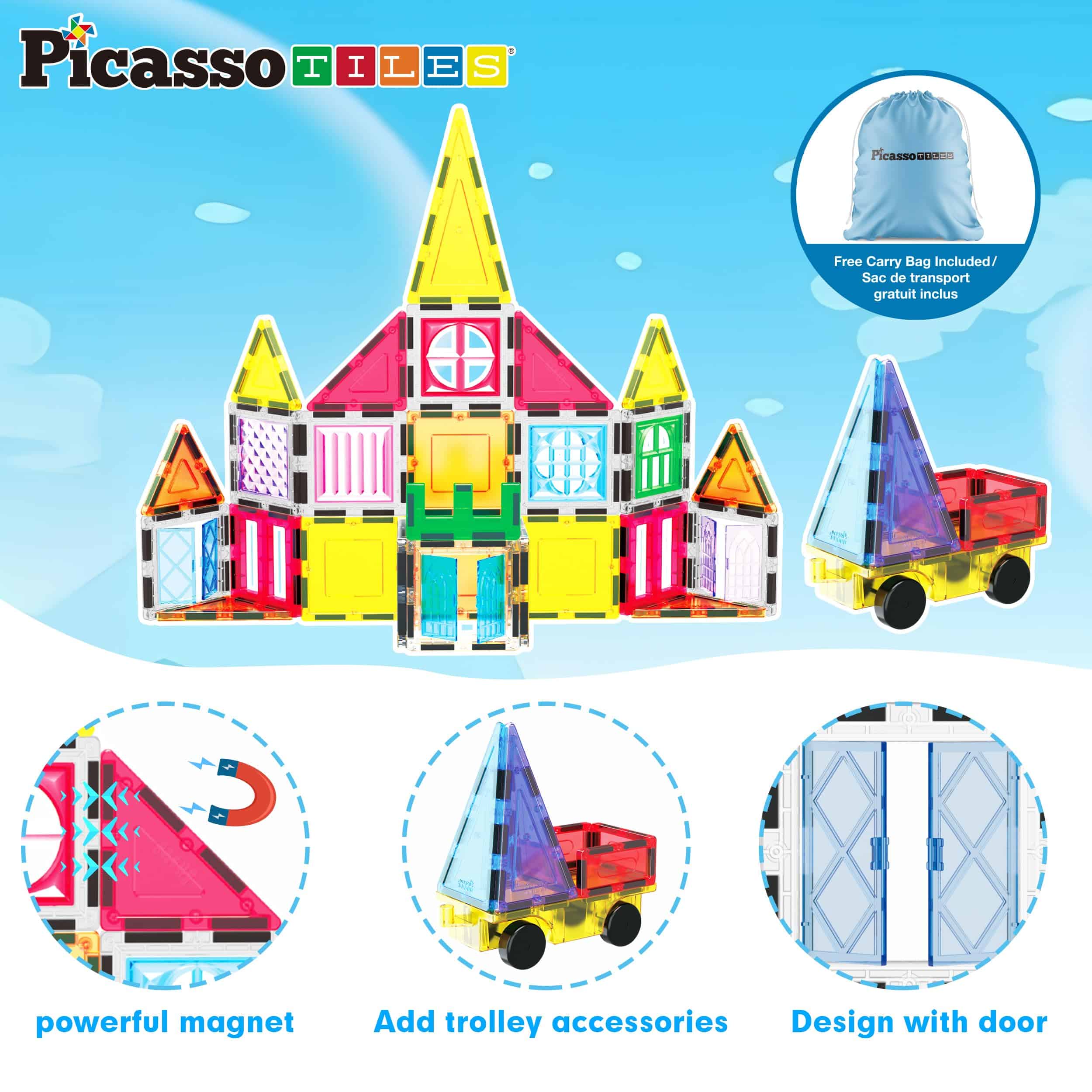 PicassoTiles Magnetic Tiles 101 Piezas Juego de Bloques de - Imagen 5
