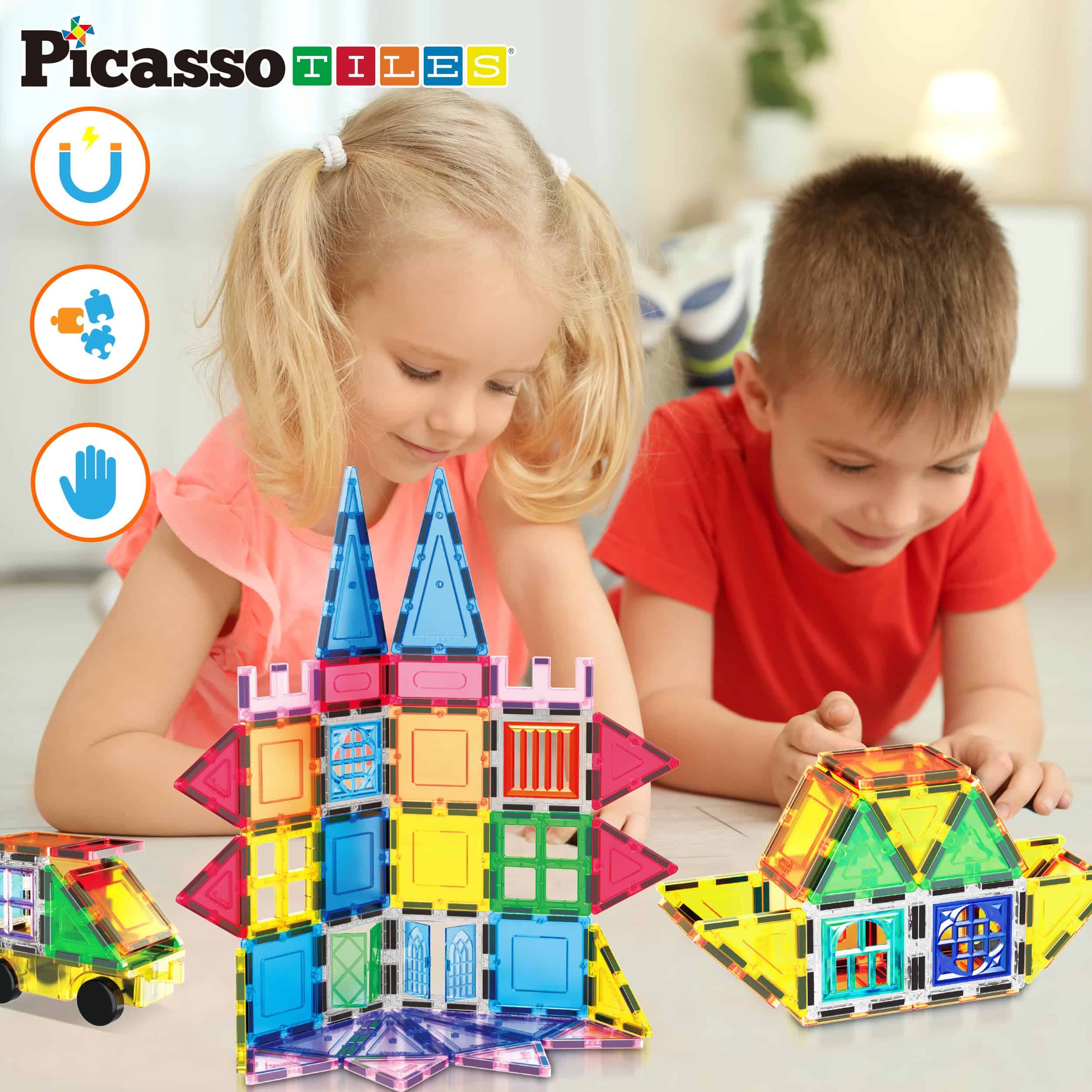 PicassoTiles Magnetic Tiles 101 Piezas Juego de Bloques de - Imagen 6