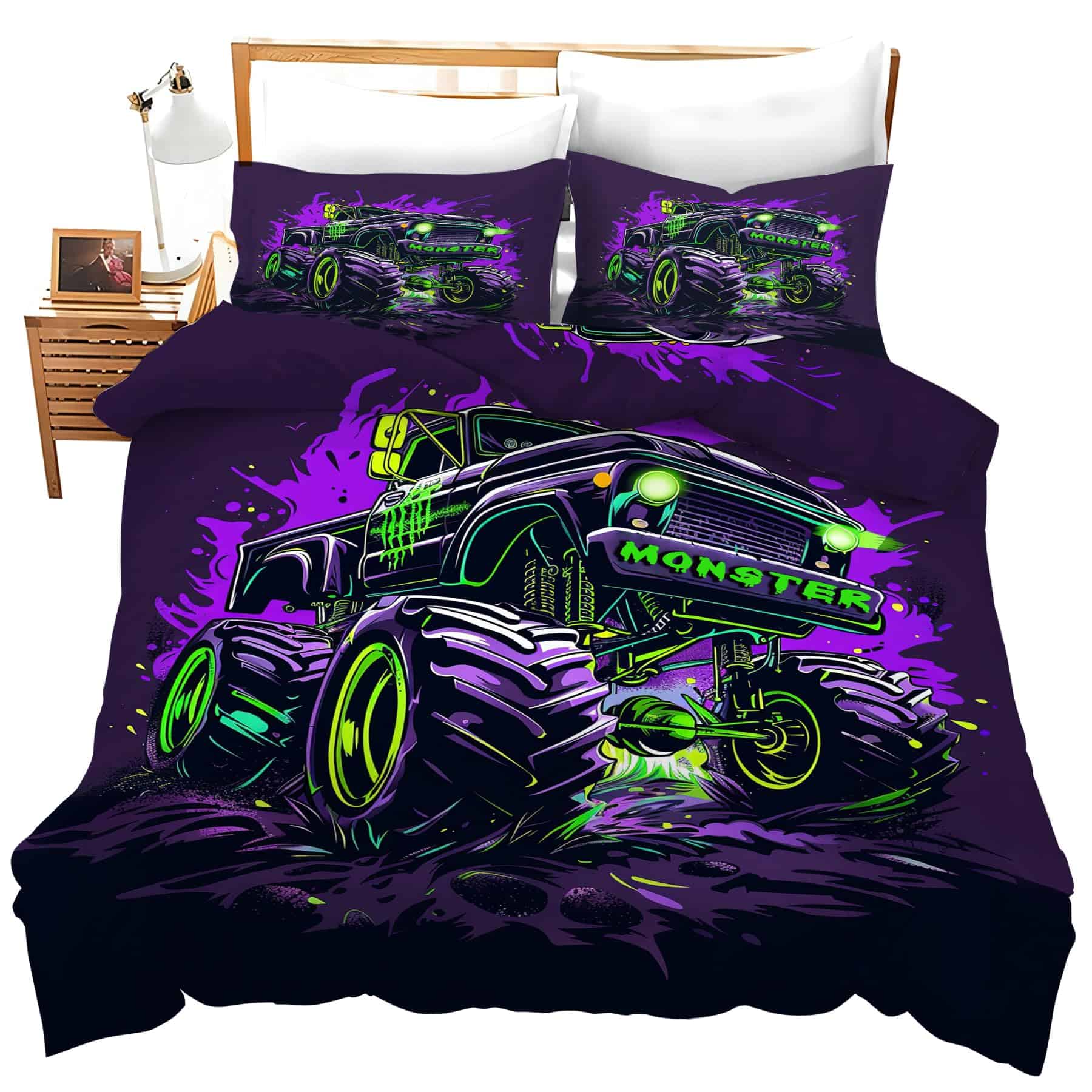 Juego de Ropa de Cama Monster Truck de 3 Piezas para Cama