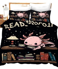 Set de Ropa de Cama Axolotl 3 Piezas Tamaño Completo Gemelo