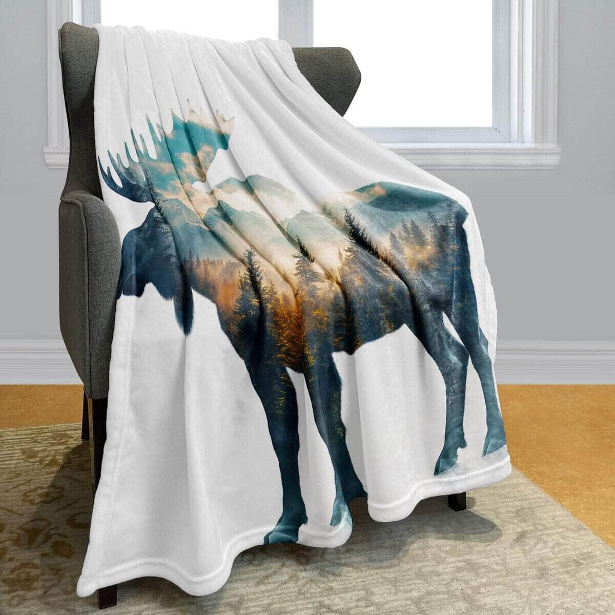 Manta de Felpa de Alce Rstick para Amantes de los Alces 60" - Imagen 3