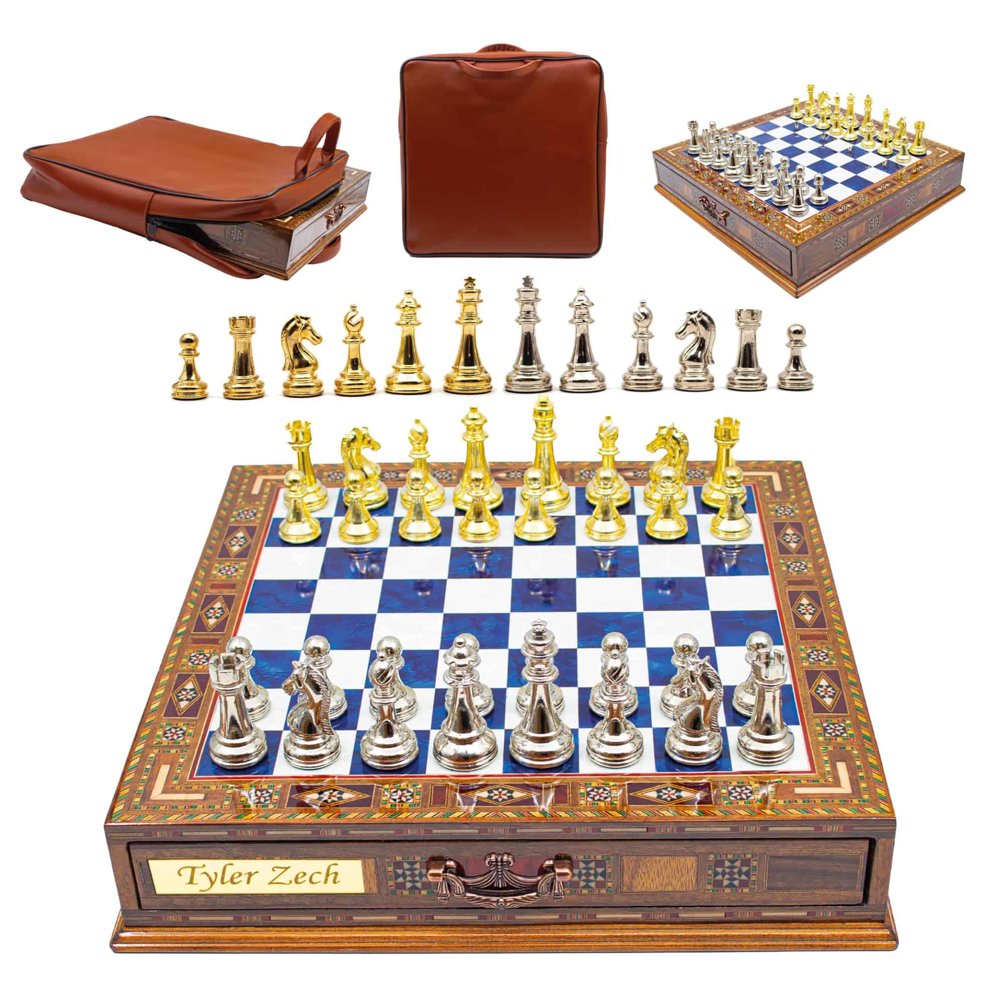 Juego de Ajedrez Hecho a Mano con Cajón, Tablero de Ajedrez