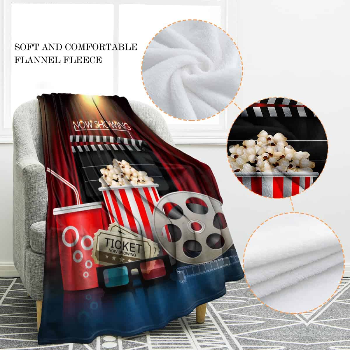 Manta de regalo Jekeno Movie Clapboard, Decoración de cine - Imagen 3