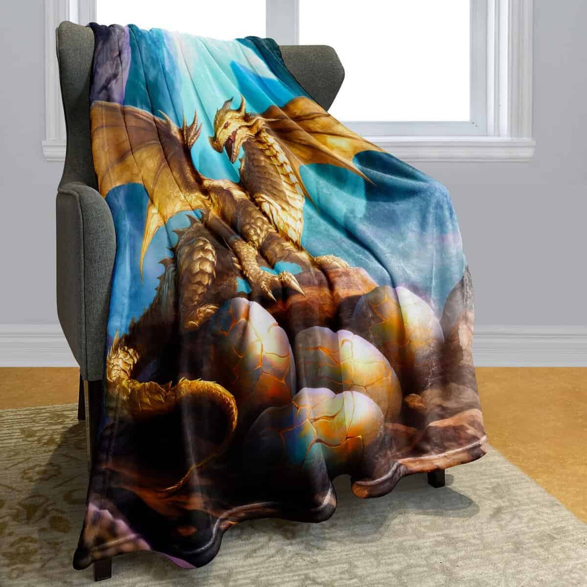 Manta de Franela Rstick Golden Dragon para Amantes de - Imagen 3