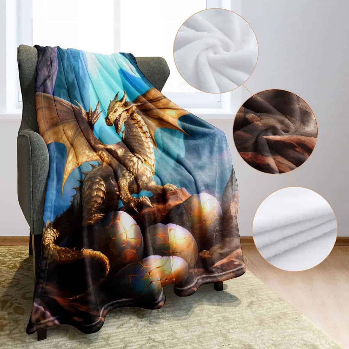 Manta de Franela Rstick Golden Dragon para Amantes de - Imagen 6