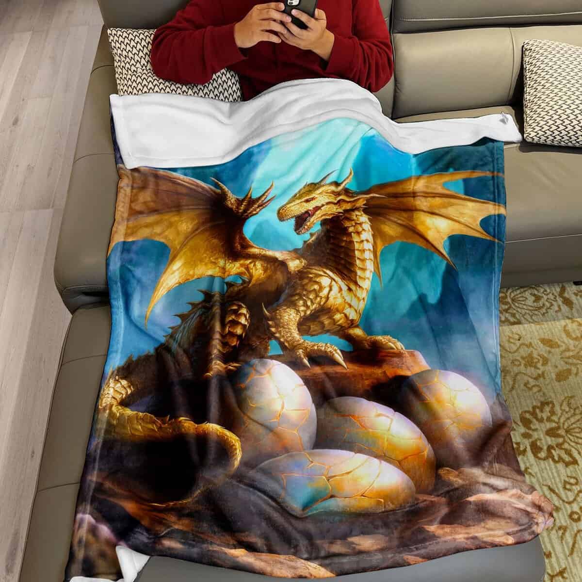 Manta de Franela Rstick Golden Dragon para Amantes de - Imagen 4