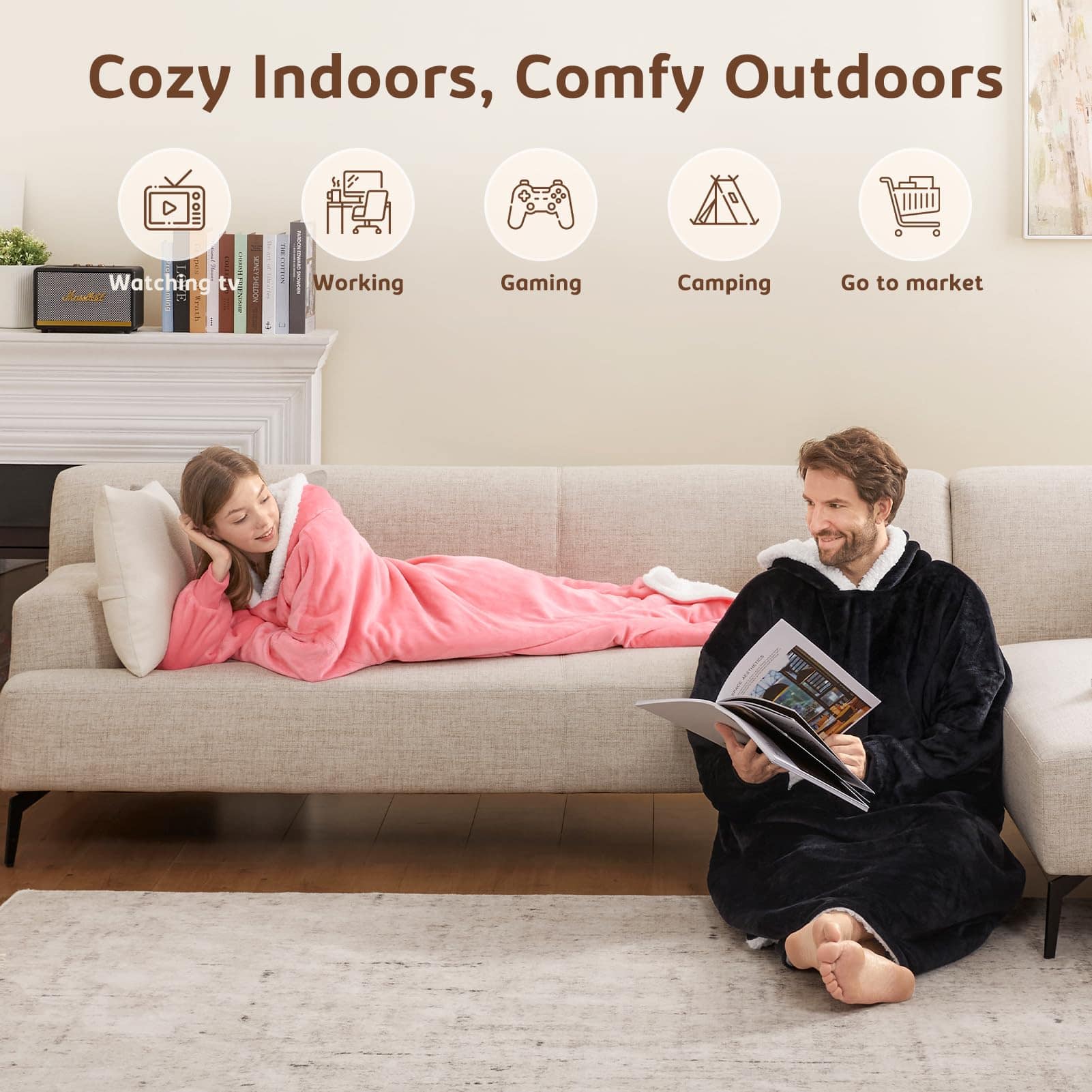 Manta con capucha L'AGRATY extra grande para adultos: - Imagen 5