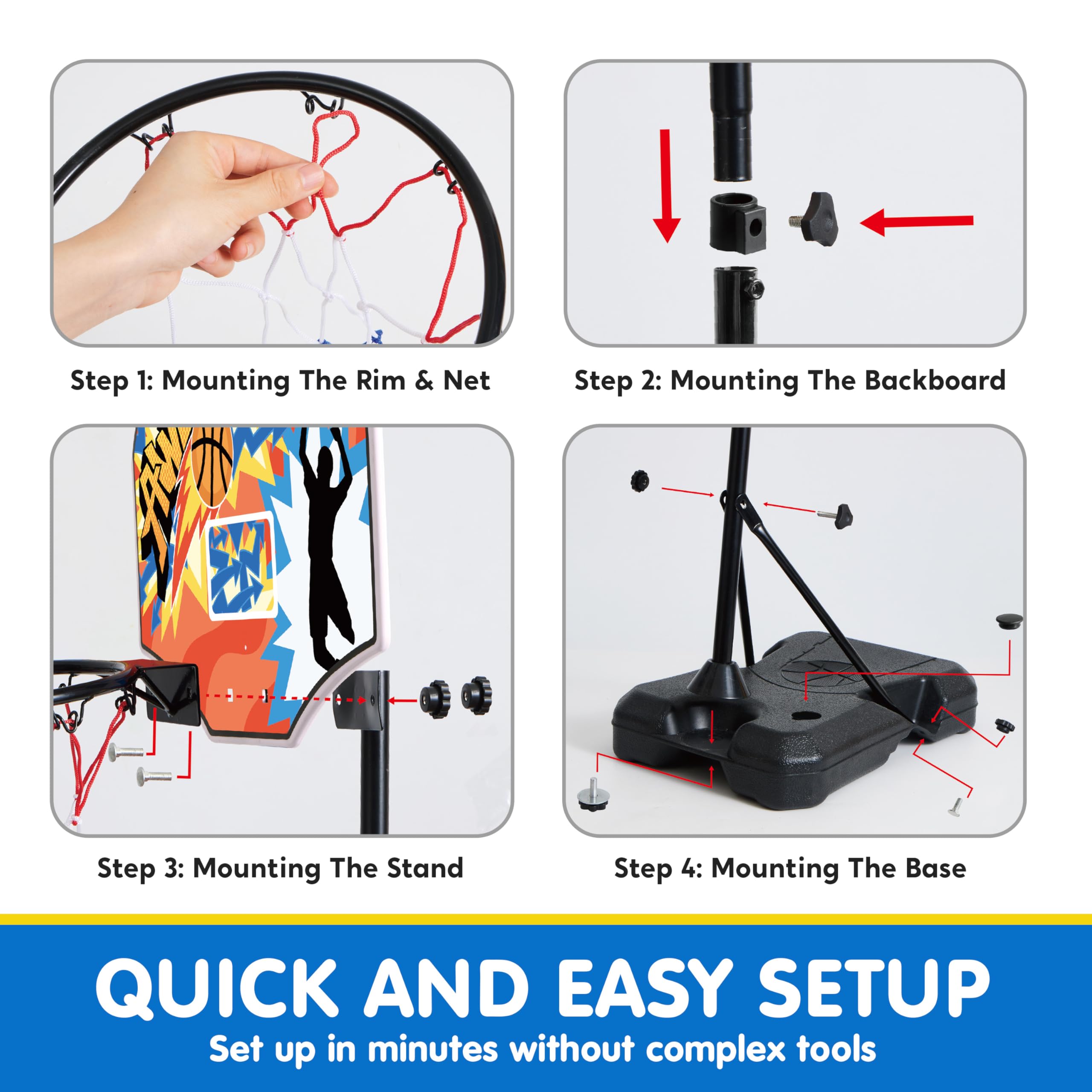 Aro de Baloncesto para Niños JOYIN, Altura Ajustable 2.8 - Imagen 5