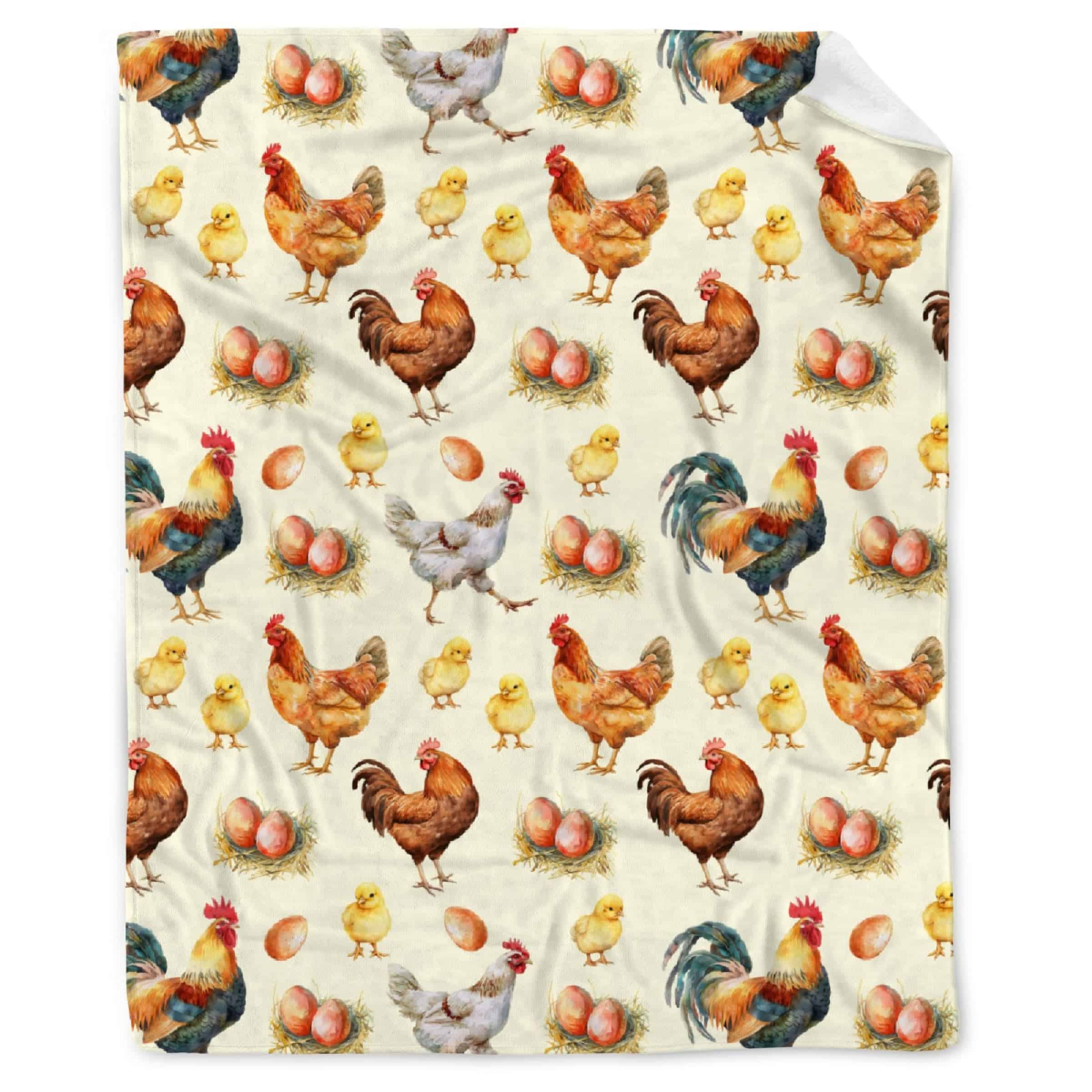 Manta de Pollitos y Huevos para Amantes de las Gallinas
