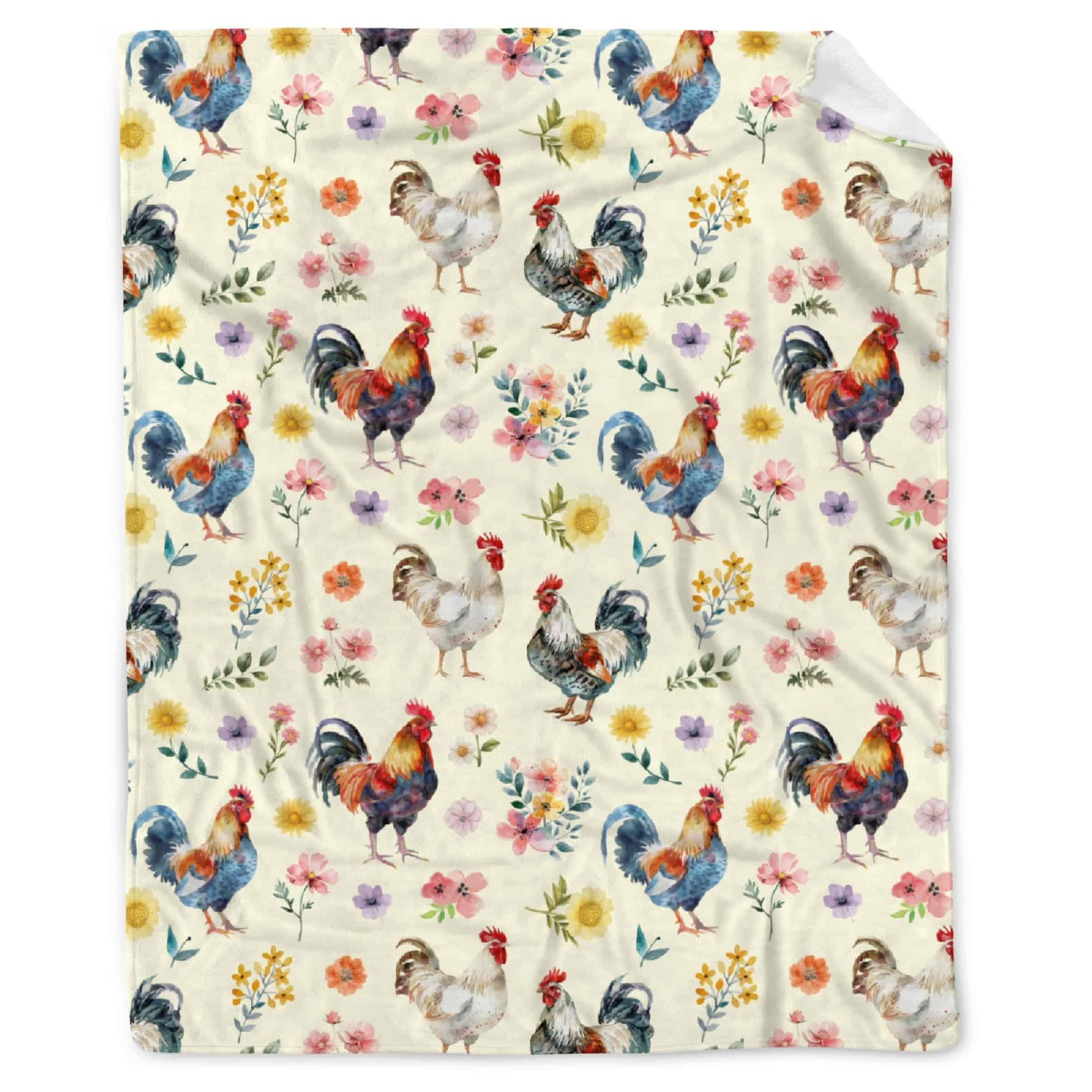 Manta de Pollo y Flores para Amantes de Pollo y Flores Niña