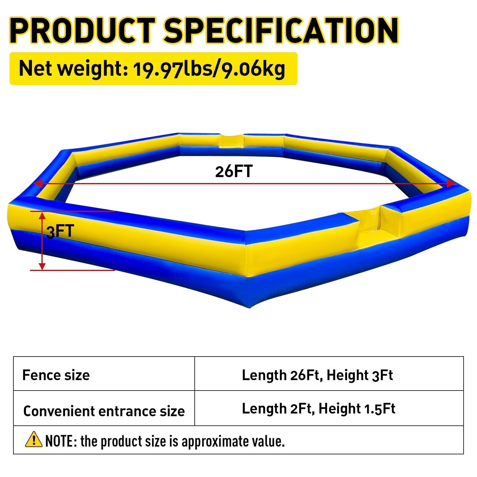 Giant 26Ft Gaga Ball Pit Inflable con Soplador Incorporado, - Imagen 3