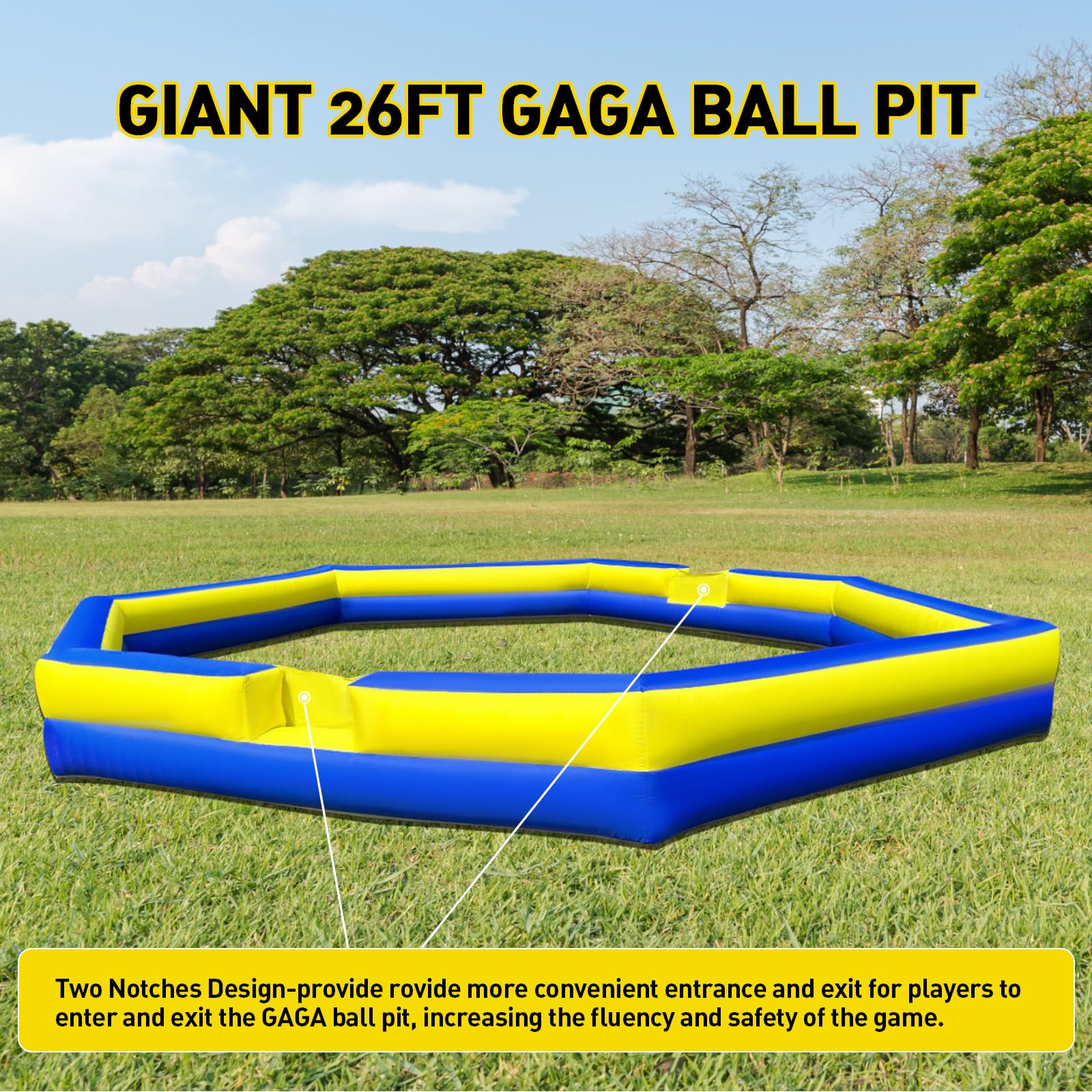 Giant 26Ft Gaga Ball Pit Inflable con Soplador Incorporado, - Imagen 5