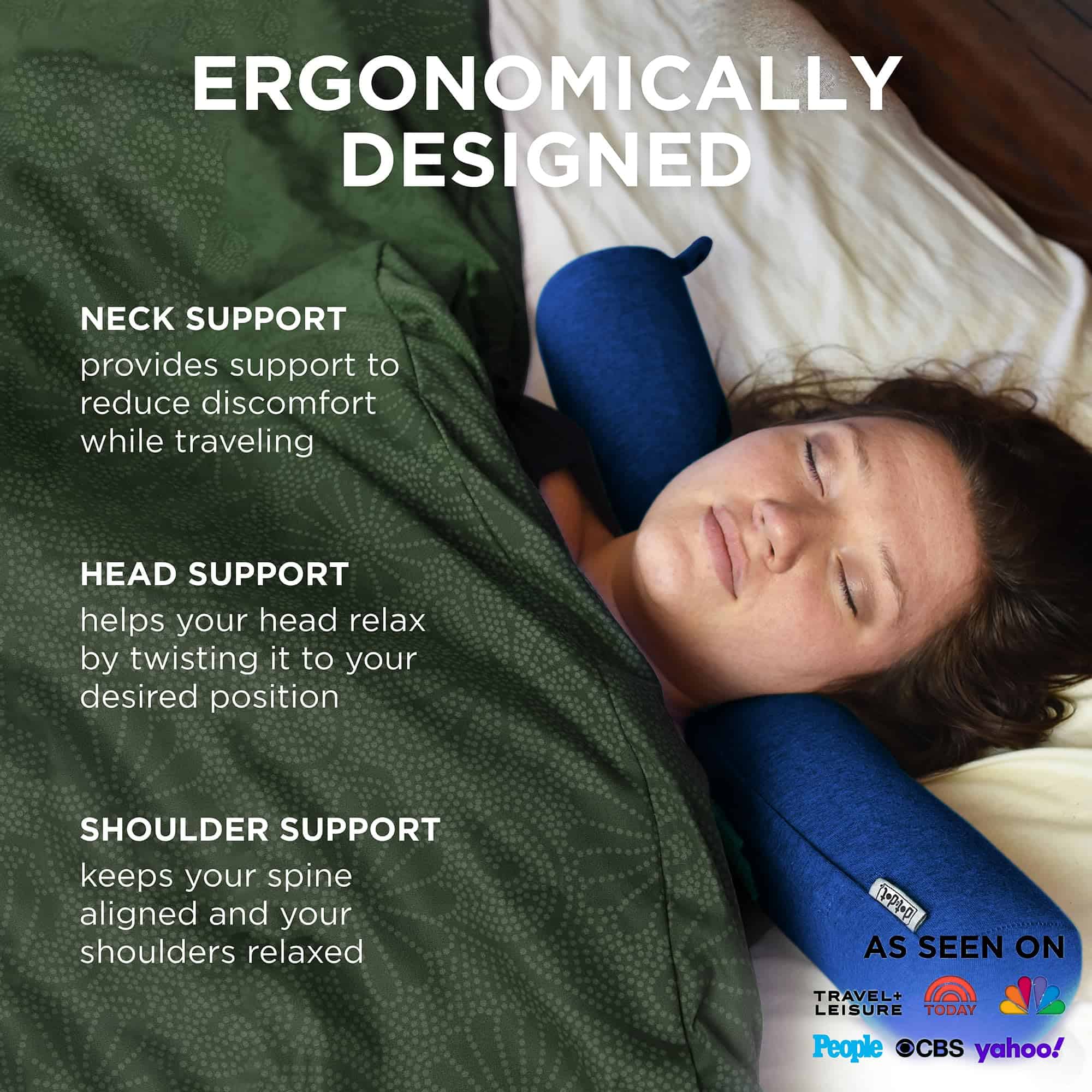 Almohada de Viaje de Espuma Viscoelástica -Azul Marino - Imagen 5