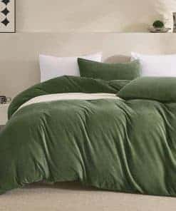Juego de Funda de Edredón de Terciopelo -Verde Oliva