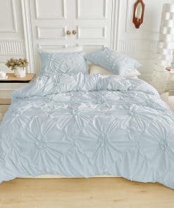 Funda de Edredón Rvciby Azul con Flores Tamaño Completo,