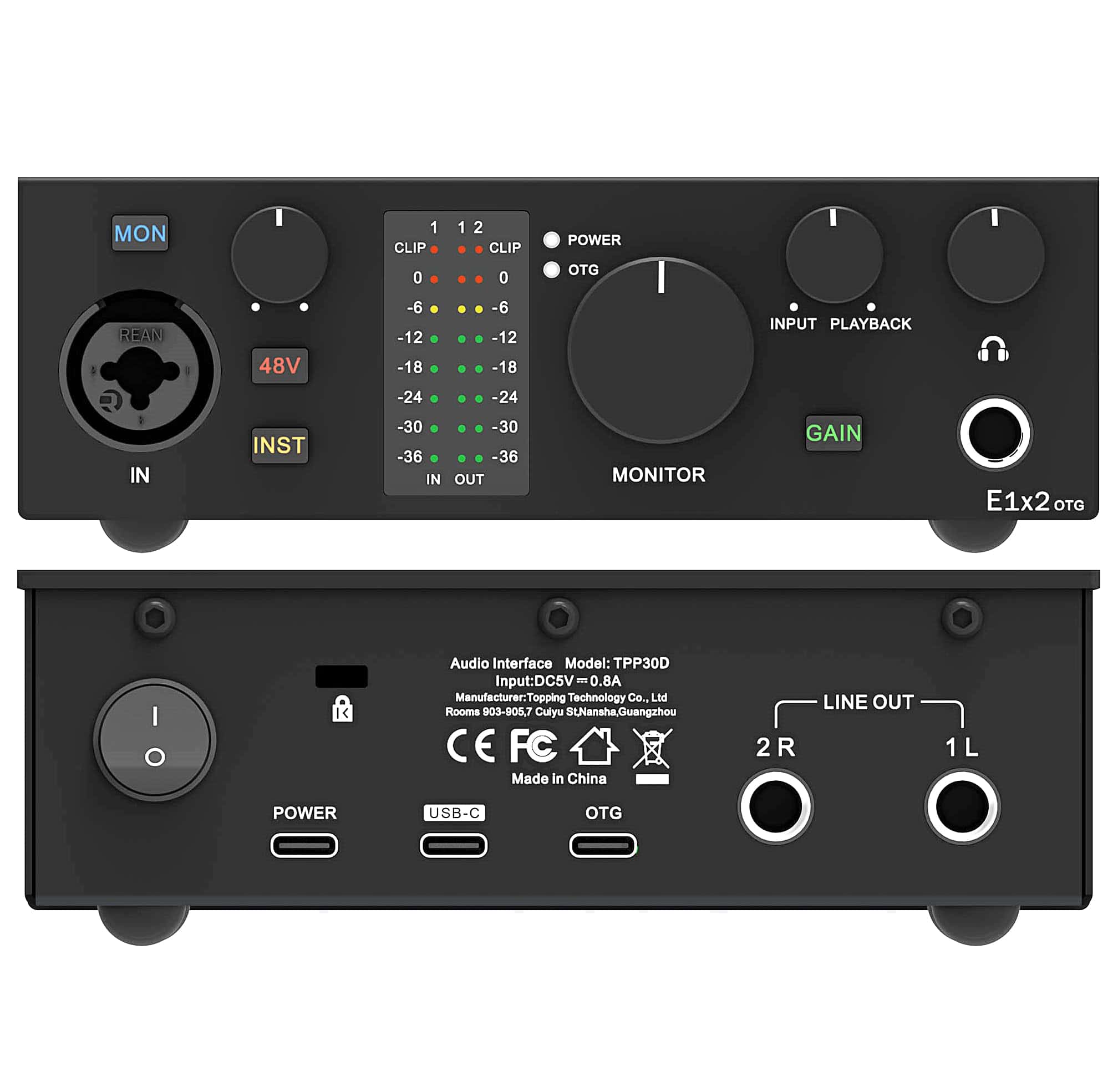Interfaz de Audio USB TOPPING E1X2 OTG | Preamplificador de - Imagen 4