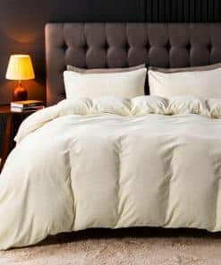 JELLYMONI Funda de Edredón de Terciopelo Beige Tamaño Queen