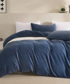 Juego de Funda de Edredón de Terciopelo Azul Jellymoni