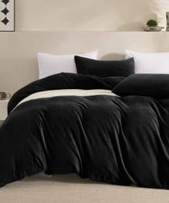 JELLYMONI Funda de Edredón de Terciopelo Negro Tamaño Twin
