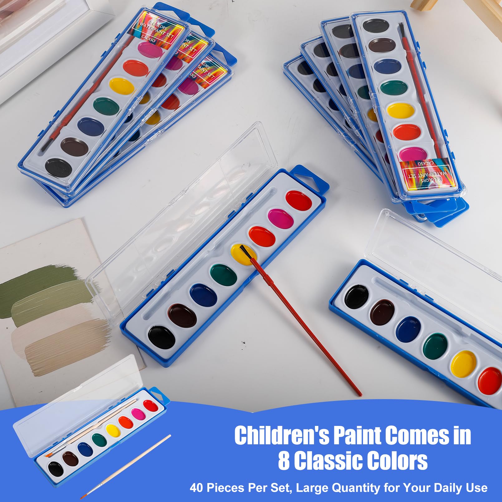 CACASO 40 Pack Juego de Pintura Acuarela, 8 Colores Set de - Imagen 5
