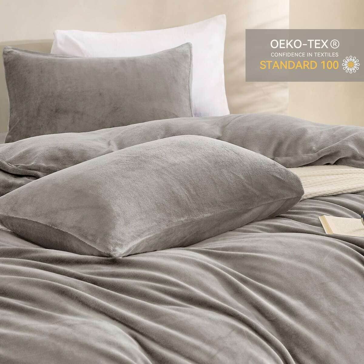 JELLYMONI Funda de Edredón de Terciopelo Gris -Gris Claro - Imagen 5