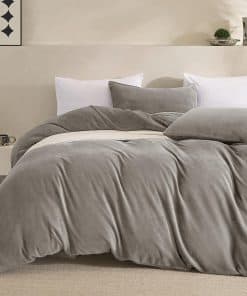 JELLYMONI Funda de Edredón de Terciopelo Gris -Gris Claro