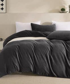 JELLYMONI Juego de Funda Nórdica de Terciopelo Gris para