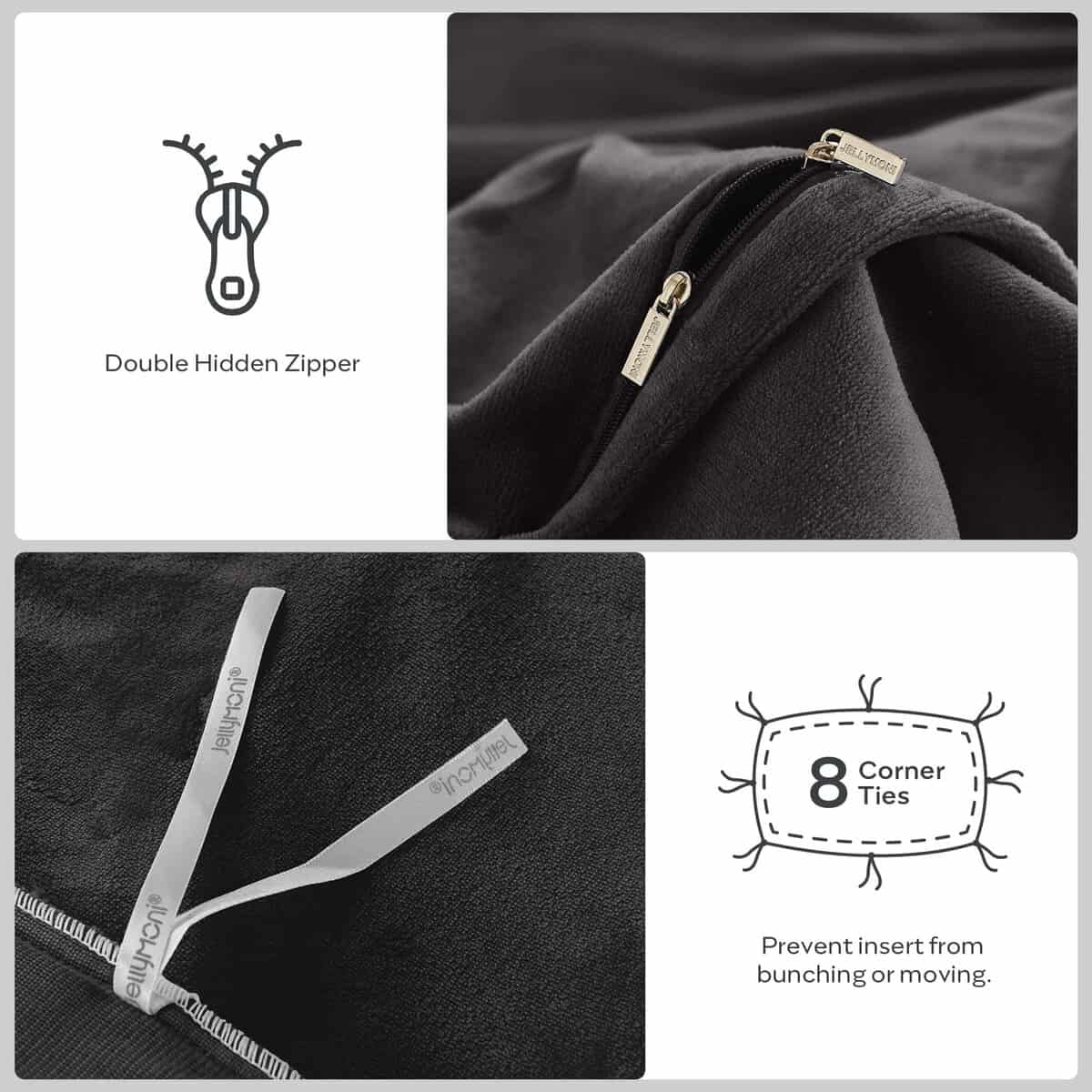 JELLYMONI Juego de Funda Nórdica de Terciopelo Gris para - Imagen 7