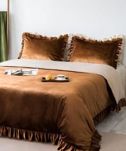 Juego de Funda de Edredón de Terciopelo Retro con Volantes