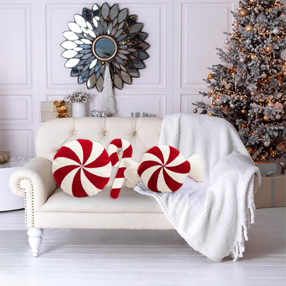 3 Piezas Cojín de Caramelo en Bastón de Navidad de Felpa - Imagen 5