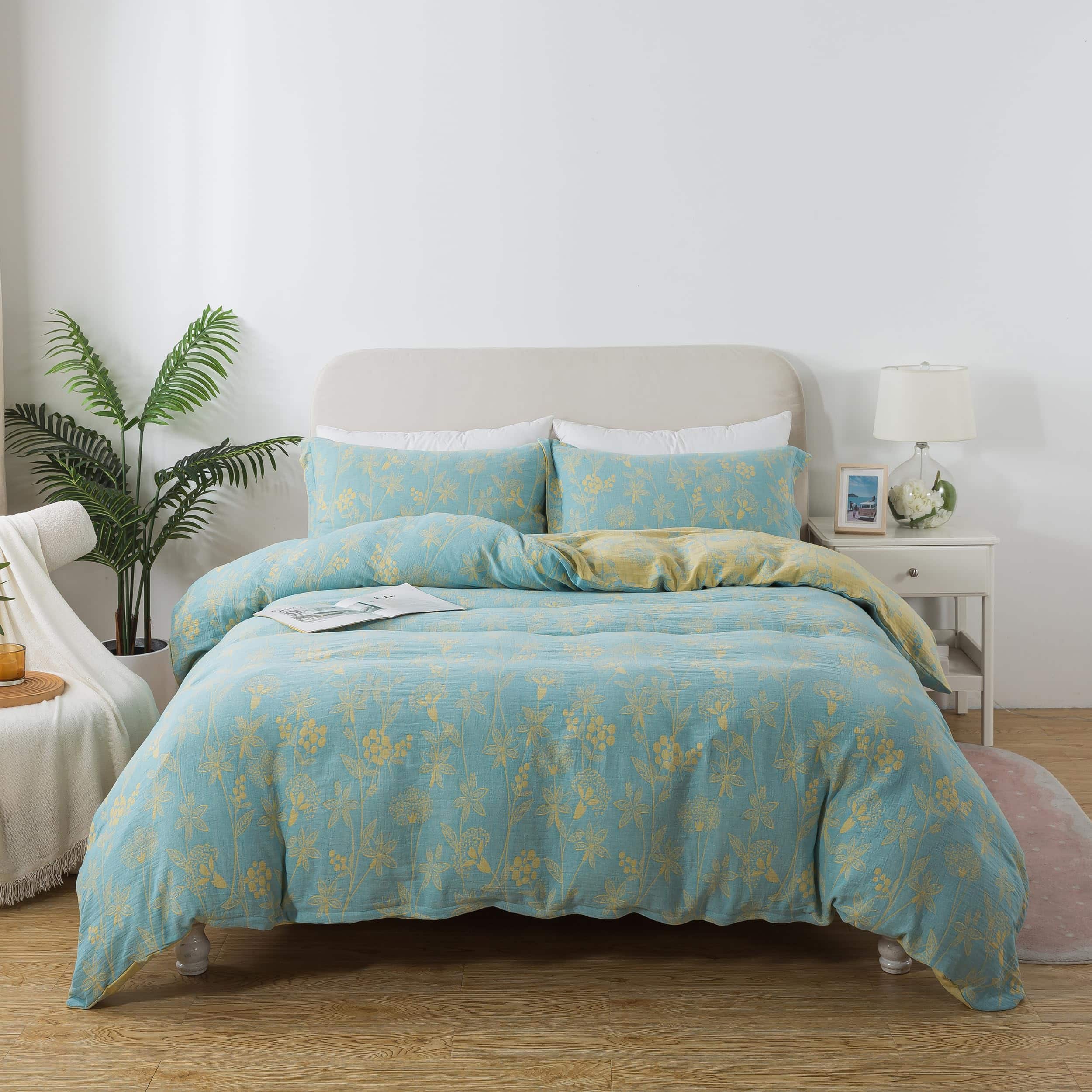 Juego de Ropa de Cama Vintage de Flores y -Verde