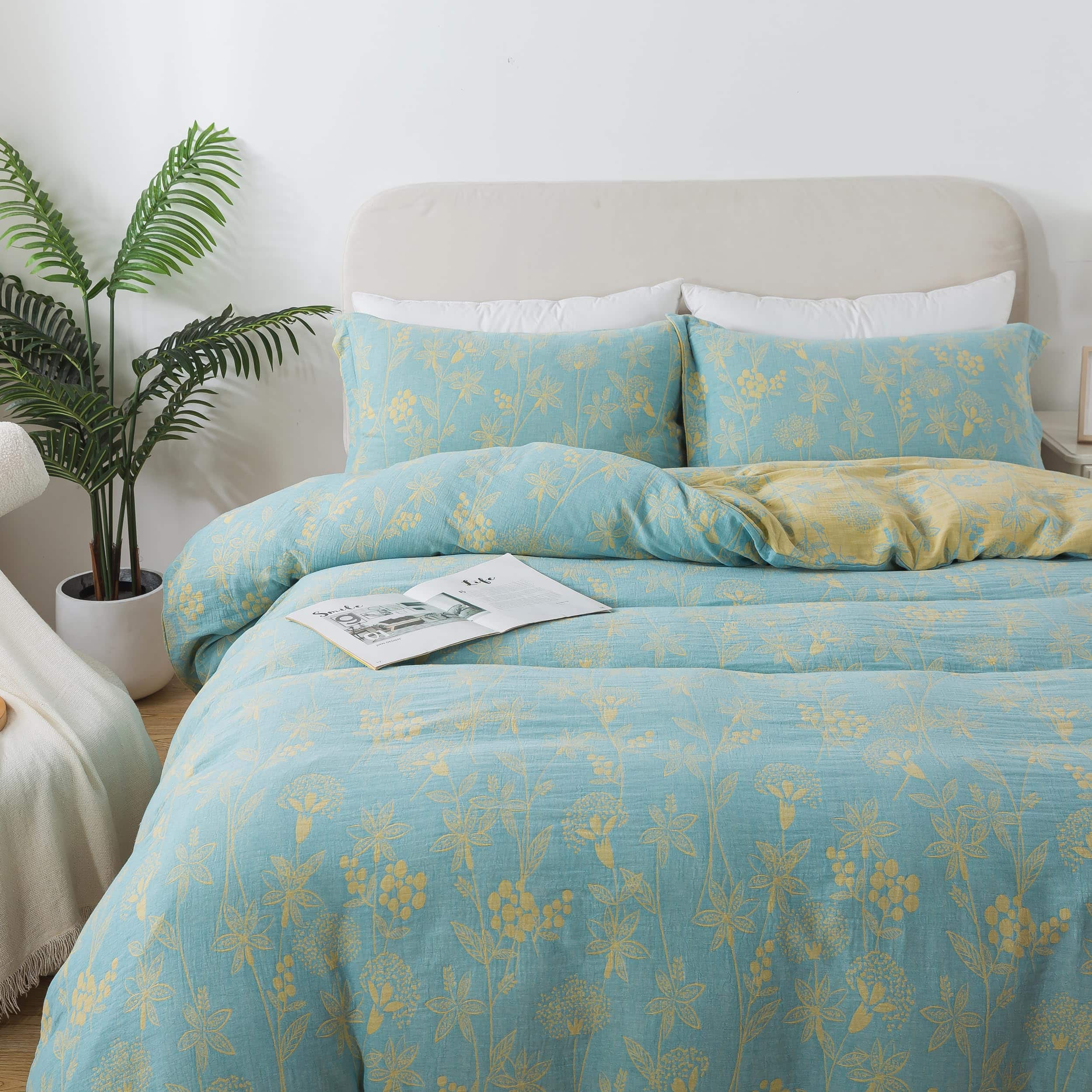 Juego de Ropa de Cama Vintage de Flores y -Verde - Imagen 3