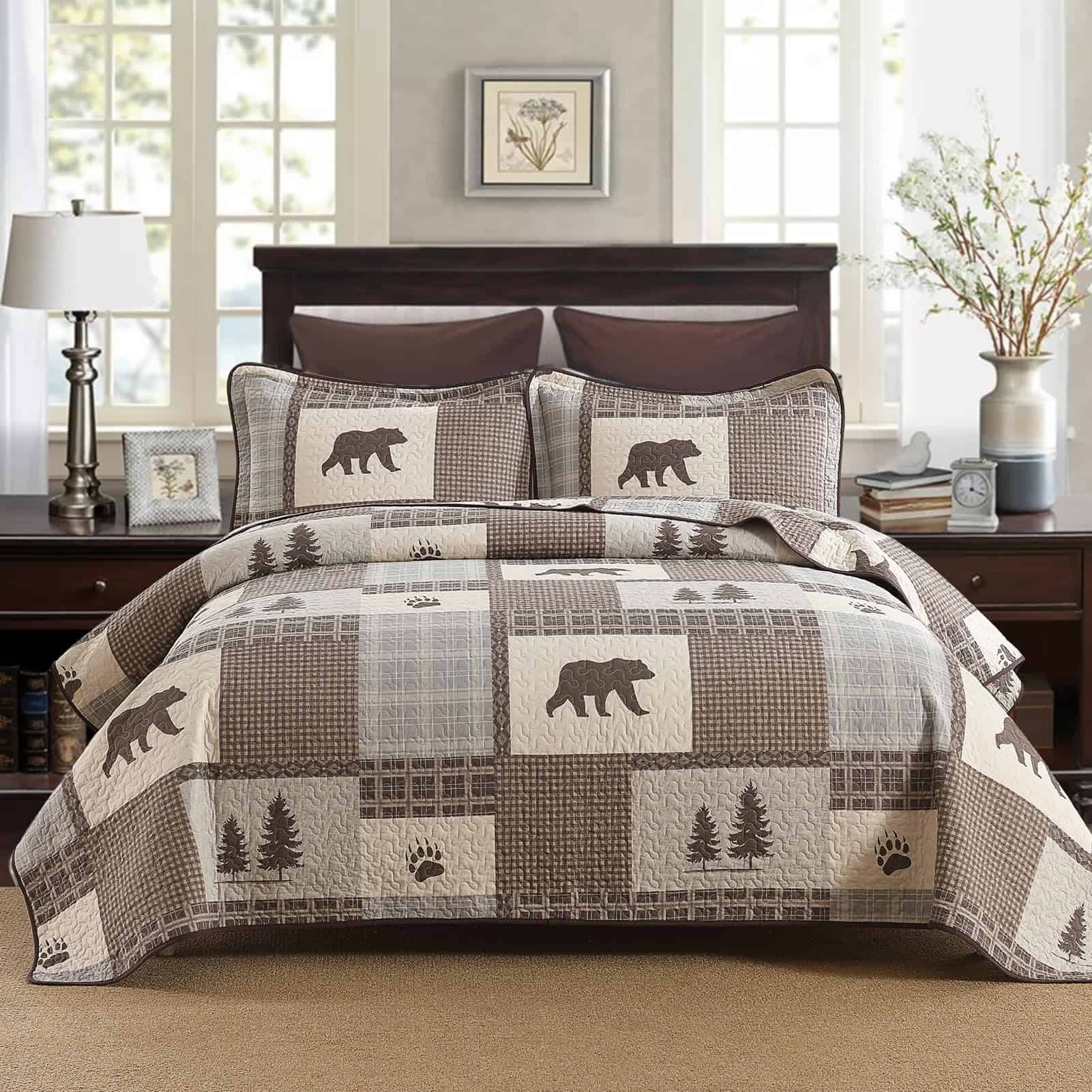 QuiltEase Cabin Plaid Quilt King Size - Juego de Colcha