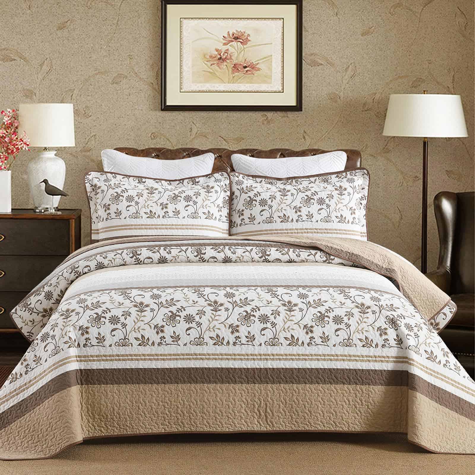 Juego de Colcha a Rayas SOElinens Tamaño King - Set de