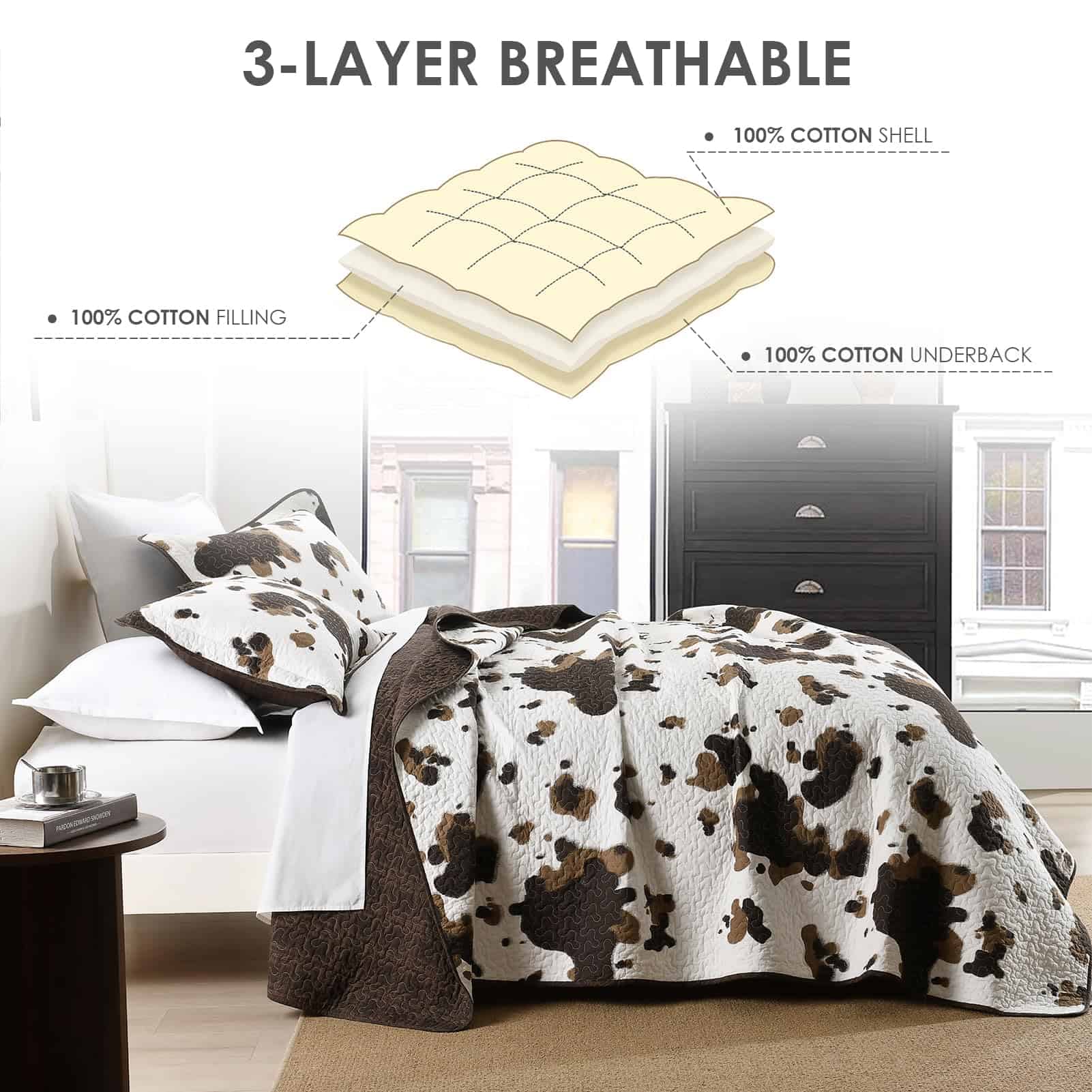 Juego de Edredón de Vaca Queen Size QuiltEase - Edredón de - Imagen 5