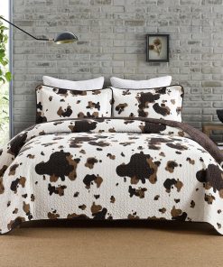 Colcha Queen Size de Algodón 100%, Colcha Estampada de Vaca