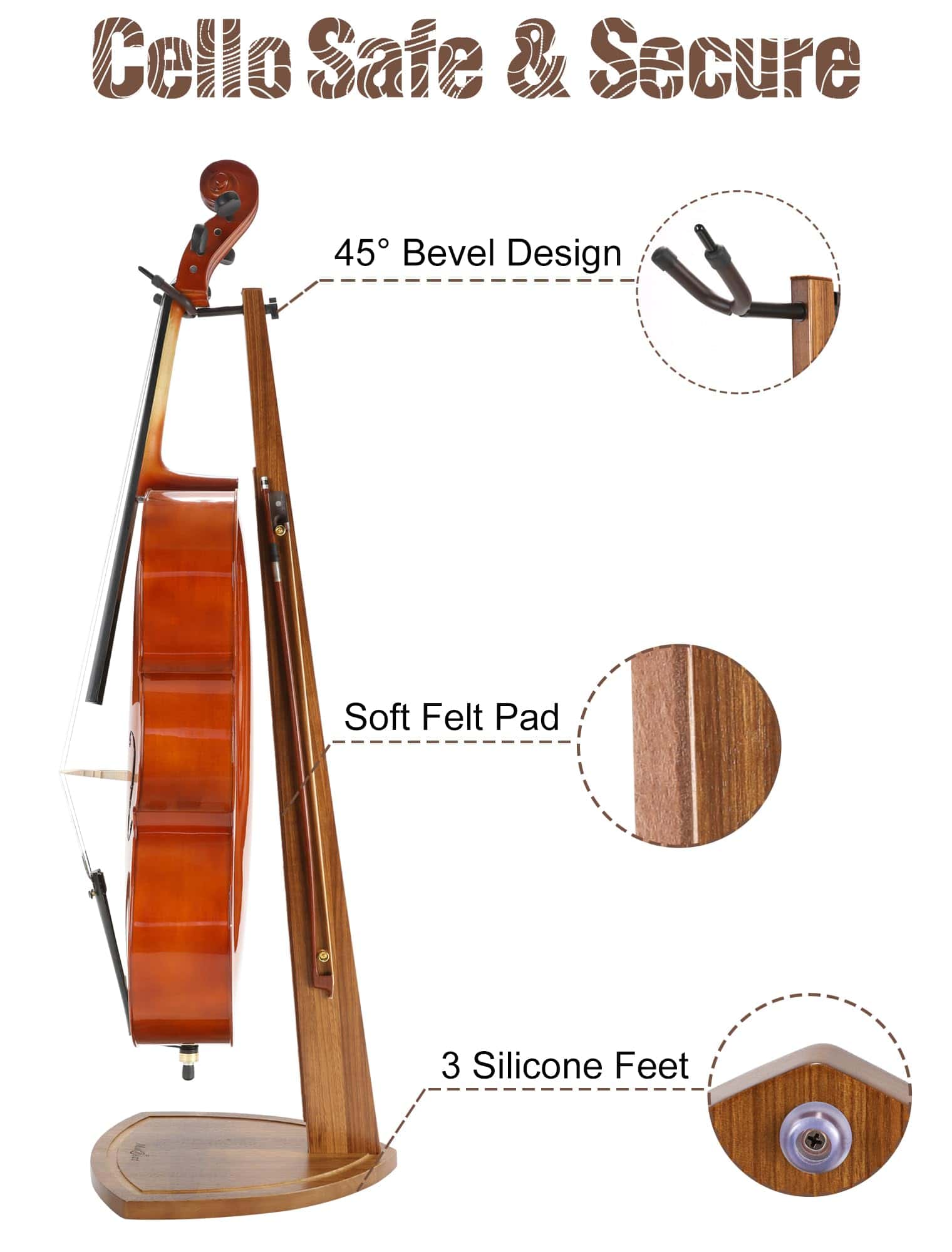 Soporte para Cello Musbeat con Porta Arco, Soporte de - Imagen 7