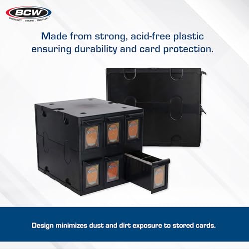 BCW 6 Drawer Trading Card Storage Catalog - Negro | Caja de - Imagen 3