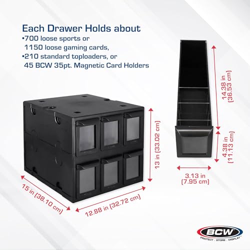 BCW 6 Drawer Trading Card Storage Catalog - Negro | Caja de - Imagen 4