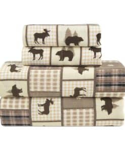 Juego de sábanas Queen Size de franela rica en algodón -