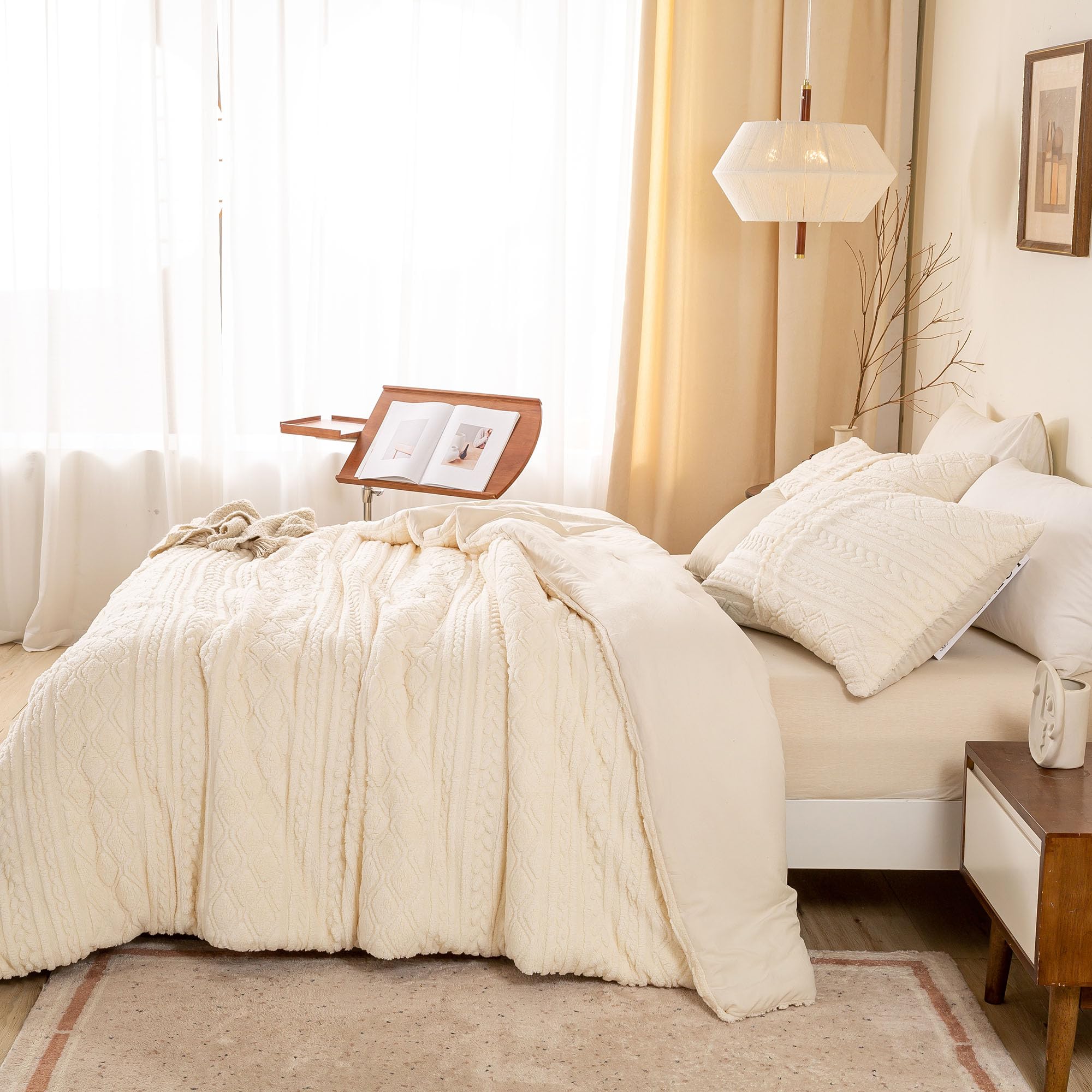 Juego de Edredón de Felpa 3D Jacquard Boho Sherpa Tamaño - Imagen 8